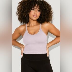 NEW PopFlex Whats the Scoop Seamless Crop Tank Ribbed Purple XS NWT